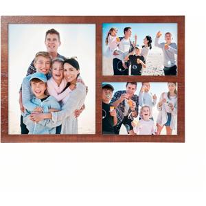 Collage Picture Frame for Wall, 8x10 with Two 5x7 Openings, Brown Farmhouse Rustic Wood Frame with HD Glass, Multi Opening Photo Frame for Wall or Tabletop Display