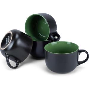 Elanze Designs 24 Oz X-Large Color Pop Mug Set of 4 - Perfect for Coffee, Cereal, Soup, Salad or Ice Cream Bowl, Oversized, Extra-Large Mugs, Green