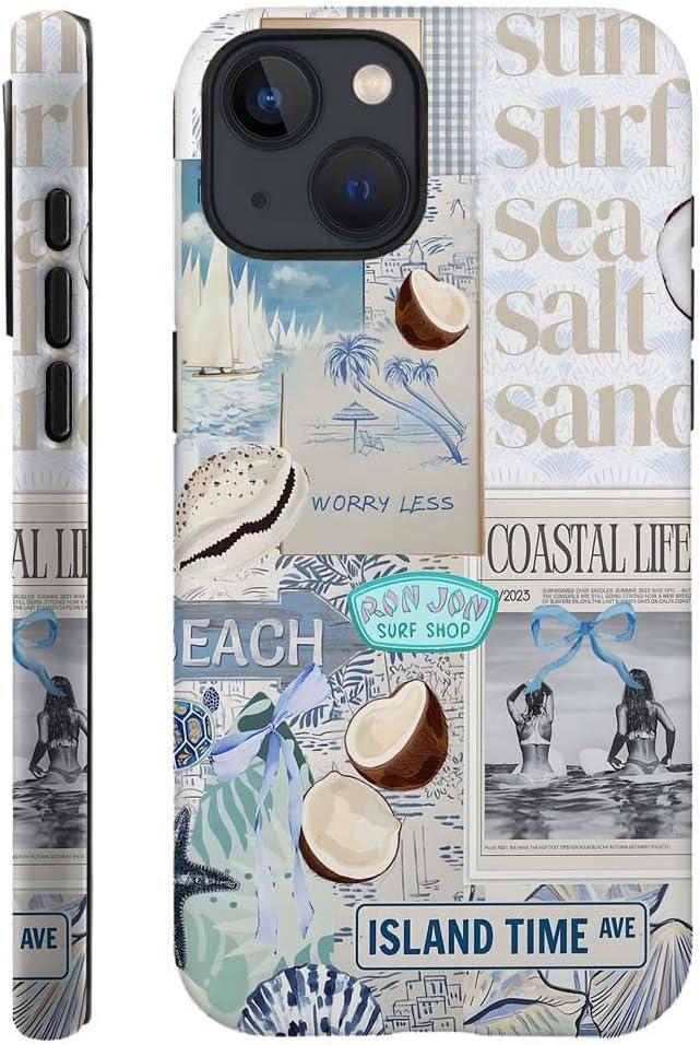 Generic Compatible with for iPhone 15 Plus,Beach Blue Collage Coast Cute Phone Case for Girl Women Boy Men,Scratch Resistant Shockproof Cover Case for iPhone 15 Plus