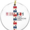 Pope Leo XIV Ornament 2025  First American Pope Cross Ornament 2025, Patriotic Christian Decor, Catholic Gift, Religious Christmas Ornament, Stars & Stripes Faith Keepsake, Inspirational Gift