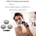 SH60/72 Replacement Heads Compatible with Philips Series 6000, SH60 Razor Head Compatible with Norelco Electric Shaver S6880/81, S6810/82, S6820/84, 3-Pack Sh60 Shaving Replacement Heads