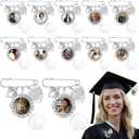 Kigeli 12 Pcs Graduation Memorial Pins Graduation Tassel Photo Charm with Wing DIY Pin Brooch Memory Tassel Picture Grad Cap Decoration Personalized 2026 Grad Gift for Gown Ceremony Bouquet
