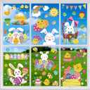LOKIPA Easter Window Clings Stickers, 6 Sheets Easter Bunny Window Clings Window Stickers Window Decals Easter Decorations for Easter Party Supplies