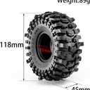 4PCS 1.9" RC Mud Terrain Tires Super Grip RC Crawler Tyre 118mm with Foam Insert Fit for 1/10 RC Crawler Car TRX4 Axial SCX10 SCX10 II RC4WD D90 D110 TF2 Tamiya CC01