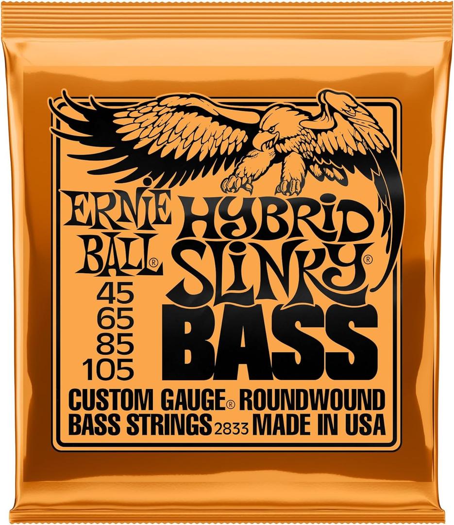 Ernie Ball Hybrid Slinky Nickel Wound Bass Guitar Strings, 45-105 Gauge (P02833)
