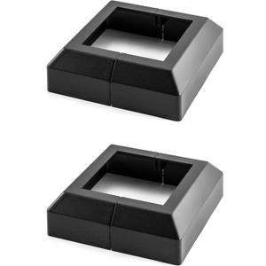 QWORK Split Style Fence Post Skirt, 2 Pack 4 Inch Aluminum Post Trim Base Post Trim Ring Skirt Railing, Black
