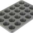 KitchenAid 24-Cup Nonstick Aluminized Steel Mini Muffin Pan, Contour Silver (Pack of 3)