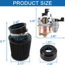 Carburetor carb Air Filter adapter Jet Kit High Performance Upgraded replacement for Coleman CT200U CT200U-EX BT200X GX160 Predator 212cc 196cc 6.5hp Engine Mini Bike Go Kart Racing Black