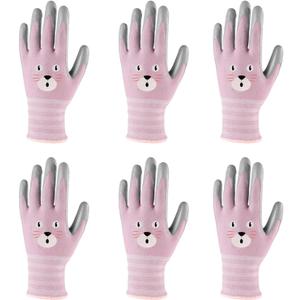 ANDANDA Kids Gardening Gloves, Nitrile Coated Children Yard Work Gloves with Grip, Suitable for Toddlers, Children, Girl, Boy (5L(Age7-9), Pink)