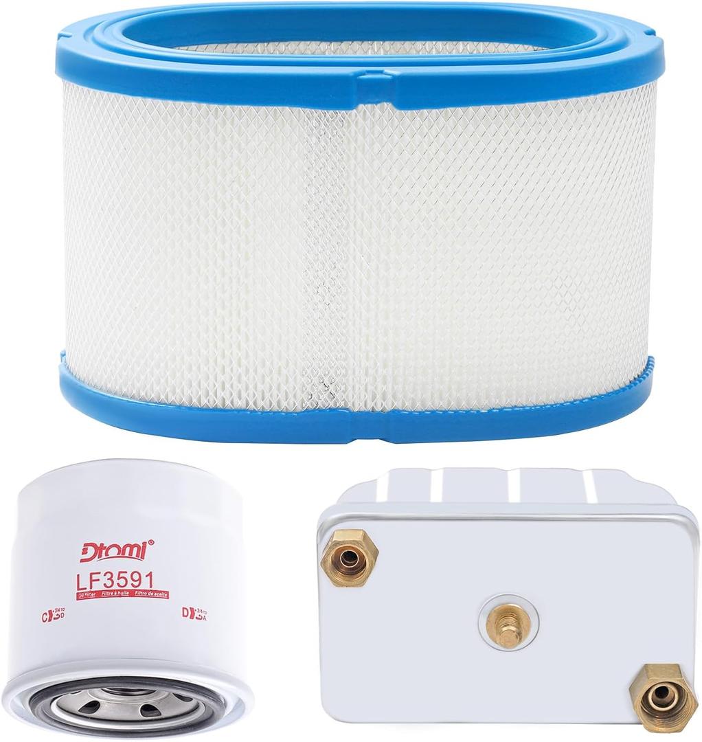 Air Fuel Filter, Spin-On Oil Filter Compatible With Cummins Onan Quiet Diesel 6000 7500 8000 Auxiliary Power Unit Generator Replaces# AF27906, LF3591, FF236, 1402897, 1220833, 1492513