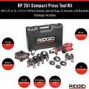 RIDGID 78208 RP 251 Compact Press Tool Battery Kit with ProPress Rings and Jaws (1/2" to 1-1/4") and C1 Actuator, In-Line Pressing Tool for Copper, Stainless Steel, PEX, and Carbon Steel