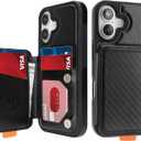GUERNICA for iPhone 16 (6.1") Wallet Case with Card Holder, RFID Blocking for Women Men, Kickstand Shockproof Phone Case for Apple 16, A - Black