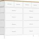 VASICAR Compact 12 Drawers Dresser for Bedroom, Fabric Storage Tower, Chest of Drawers with Retro Wood Top for Closet, Nursery, Living Room, 11.8"D x 31.5"W x 37.2"H