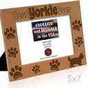 KATE POSH Best YORKIE Ever Engraved Natural Wood Picture Frame, Pet Memorial Gifts, New Puppy Gifts, Dog Lover Gift, Paw Prints on My Heart (5x7 Horizontal)