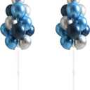 Balloon Column Kit for Floor- Set of 2, Balloon Columns with Stand, Base and Pole, Balloon Tower Backdrop Decoration for Wedding, Baby Shower, Birthday Party, or Bachelorette Parties (BLUE SILVER)