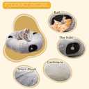 Cat Tunnel Bed for Indoor Cats - Cute Cat Donut Tunnel with Washable Circle Cushion, Round Pet Play Tunnel Toy for Kitten/Puppy/Rabbit,Grey
