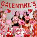 Galentines Gang Banner: Happy Valentines Day Party Decorations Red Pink Glittery Heart Garland Happy Galentines Day Bachelorette Floral Bridal Shower Anniversary Red and Pink Glitter Party Supplies