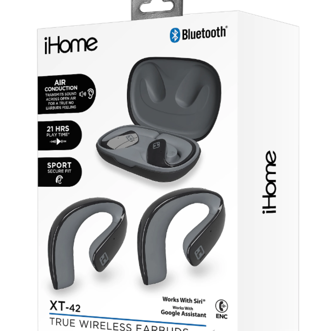 Bytech iHome XT-42 True Wireless Bluetooth In-Ear Earbuds, Black, HMAUBE238BK