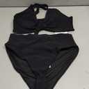 ANRABESS Bikini Sets for Women Summer High Waisted 2 Piece Bathing Suit Ribbed Tie Knot Swimsuit 2026 Beach Vacation Swimwear Black, L