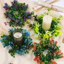 2pcs Artificial Lavender Flower Wreaths with Eucalyptus Leaf Candle Rings Wreaths 3 Inch Center for 3 in Wide Pillar Candles Decor for Spring Wedding Home Door Tabletop Cabinets (Purple)