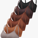 Geyoga 6 Pcs Sports Bra for Women, No Underwire Wireless Bralette Support Padded Cami Bra Seamless Camisole Tank Top, L-XL