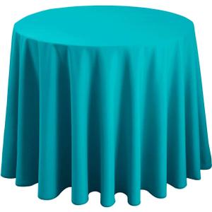 Hiasan Round Tablecloth 120 Inch - Waterproof Stain Resistant Spillproof Polyester Fabric Table Cloth for Dining Room Kitchen Party, Turquoise
