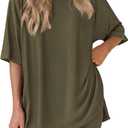 PRETTYGARDEN Women's Two Piece Lounge Set 2025 Summer Casual Oversized Shirts Biker Shorts Matching Airport Travel Outfit (Medium, Army Green)
