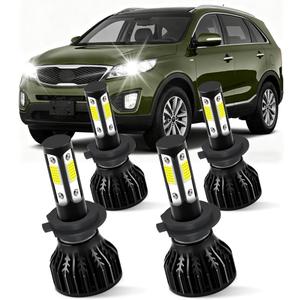 Custom for Kia Sorento 2014 2015 2016 2017 2018 Light Bulbs High Low Beam Combo Bulb 6000K White 25000LM Lamp Easy Installation 4PCS