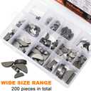 200pcs Metric Woodruff Key Assortment Kit - 15 Popular Sizes - Semicircle & Half Moon Keys