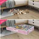 Onlyeasy Large Under Bed Shoe Organizer Container Box, Set of 2, Fit 16 to 32 Pairs of shoes, Underbed Shoes Closet Storage Solution, L37.7x W23.6x H5.9 inch, Cotton-like Pink, MXPUBS16P2