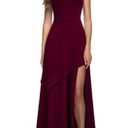 MUSHARE Women's Halter Neck Formal Dress Sexy Split Party Long Cocktail Dresses Burgundy, Small