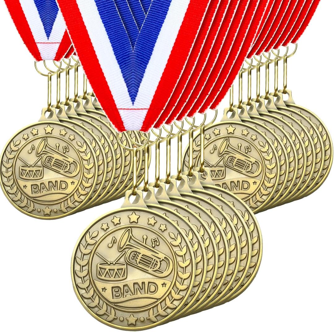 Quelay 30 Pcs 2'' Gold Awards Medals Bulk Winner Medals with Neck Ribbons Encourage Team Participation for Adults Trophy Award Prize Gift Competitions Graduation Party