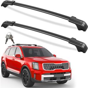 KINGGERI 330LBS All Aluminum Roof Rack Cross Bars Fit for Kia Telluride X-PRO X-LINE 2023 2024 2025 (with Raised Side Rails), Lockable Roof Rails Crossbars Rooftop Cargo Luggage Rails Kayak Canoe
