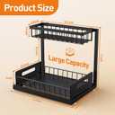 Under Sink Organizer,Metal Pull Out Cabinet Organizer Shelf,Kitchen Bathroom Organizers with Sliding Drawer,Storage Shelves,Storage and organization for Home,Laundry,RV,Pantry,Spice,Black,2 Pack