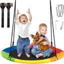 40 Inch Saucer Tree Swing for Kids Outdoor,Disc Round Swing with Waterproof Textilene Fabric,500Lb Weight Capacity,Kids Playground Outdoor Activity Backyard Fun (Multicolor)