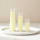 12-Pack Ivory Pillar Candles (2''X3,4,6) & 12-Pack Glass Cylinder Vases(2.6''X5,6,8), Hurricane Candles, Wedding Centerpiece Decor Set-Mixed Heights for Table, Proposal, Event