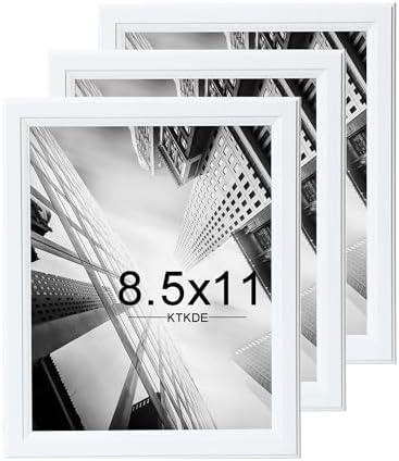 KTKDE 13.5×13.5 Picture Frame Set of 3,Certificate Frame White with Clear Plexiglass, 8.5 by 11 Picture Diploma Document Degree Frames for Wall and Tabletop 