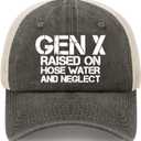GEN X Raised On Hose Water and Neglect Hat Womans Hat AllBlack Womens Beach Hat Gifts for Grandma Running Cap (Gray)