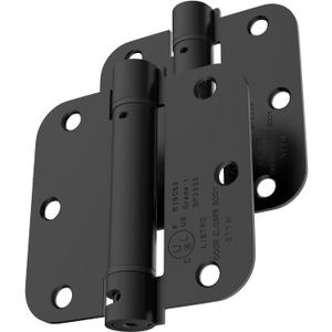 Self Closing Door Hinges, 3.5 Inch x 3.5 Inch, 5/8" Radius, UL Listed, Pack of 2, Matte Black