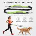 Hands Free Dog Leash 3 Zip Pounchs with Reflective Strips Poop Bag Dispenser,Waist Belt Fanny Pack Waterproof,Dual Handles and Durable Bungee for Dog Walking,Jogging and Running (black-green)