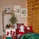 URLLUAE Christmas Tree Deer Winter Forest Wall Art Posters, Rustic Snow Covered Christmas Tree Cabin Winter Scene Poster Hanger Frame for Home Bedroom Living Room Wall Decor, 12x16 Inch Set of 2