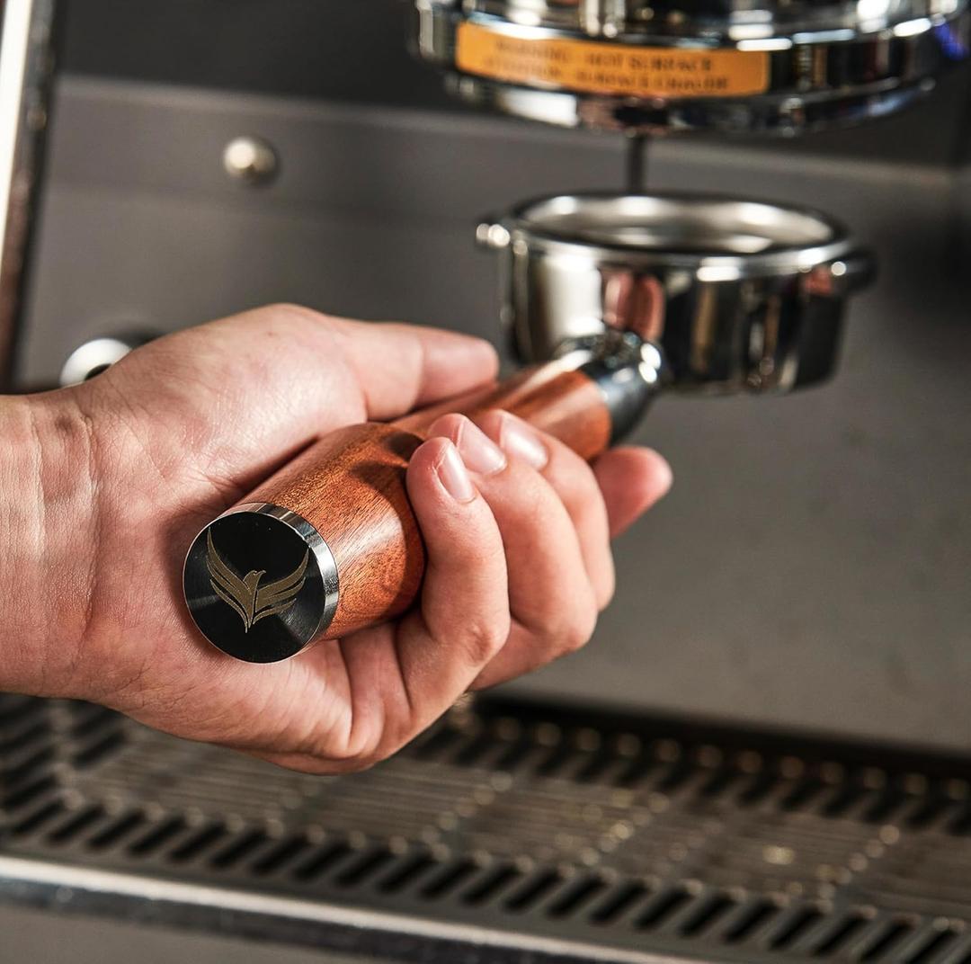 58mm Naked Portafilter Compatible with Breville Dual Boiler, Oracle, Oracle Jet Espresso Machines, Rosewood Handle 2 Ears 18-21g Double Shot Filter Basket Included