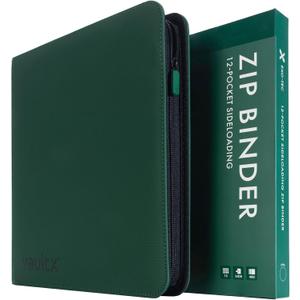 Pocket Trading Card Zip Binder, 480 Cards, Premium Exo-Tec Album Material, 20 Side-Loading Pages, Folder for Collectible Card Games, Sports, TCG (Green)