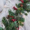 HooyLumee Pre-Lit Artificial Christmas Garland, Green, White Lights 50, Decorated with Pine Cones, Berry Clusters, Plug in, Christmas Decorations, 9 Feet