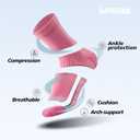 BRISIRA Coolmax Bamboo Viscose Running Compression Quarter Socks Women Moisture Wicking Anti Blister Athletic Ankle Cushion (10-13, White + Pink + Blue 3 Pairs)