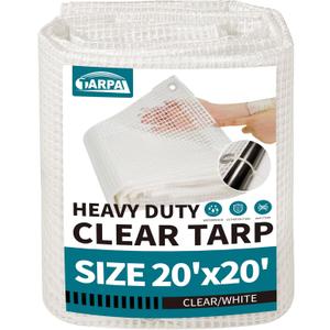 TARPAL 20'x20' Clear White Tarp Heavy Duty Waterproof 12mil with Grommets or Zip Ties for Large Greenhouses for Outdoors Garden,Farm,Chicken Coops (20x20ft-Finished size)