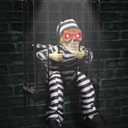 Screaming Animated Halloween Decorations, Halloween Decor Prop with Motion Sensor, Scary Skull Cage Prisoner Haunted House Decor, Spooky Hanging Ghost Halloween Decorations Outdoor Indoor