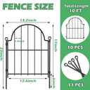 Blingluck Garden Fence, 22 in(H) x 10.83 ft(L) Arched Rustproof Metal No Dig Fence Garden Fence Border, Ground Stake Animal Barrier Fence for Rabbit Dog, Outdoor Decor for Yard & Patio