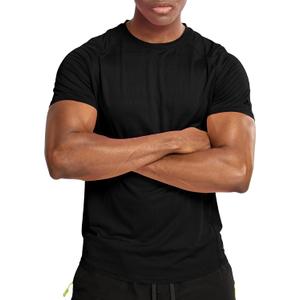 Zengjo Mens Workout Shirts Quick Dry Short Sleeve Athletic Running Gym T Shirt (X-Large, Black)