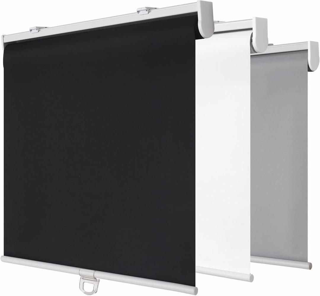 SHADEMOON Cordless Blackout Window Roller Shades, Room Darkening Spring System Indoor Blinds, Pull Down Thermal Insulated Fabric for Home and Office (Black, Width 20", Height 72")